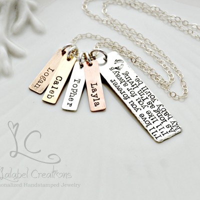 Mixed Metals Rectangle Tags Necklace, Hand Stamped Necklace, Personalized Tags Necklace, Personalized Jewelry, I'll Love You Forever