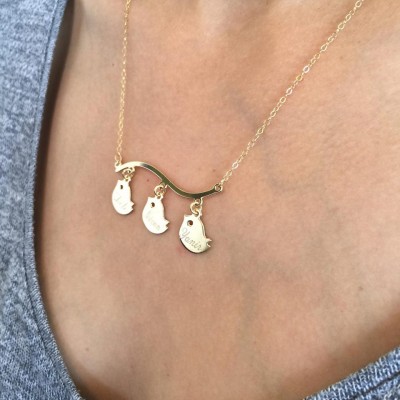 Mommy Jewelry, Mother bird necklace, family jewelry, Mama bird baby birds, Mother Gift, Mother Necklace, Birds necklace, Gift for Mom,