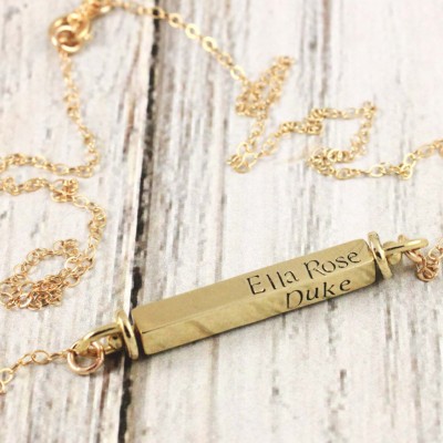 Mommy jewelry - Personalized gold swivel bar - Hand stamped - Gold bar - Mom jewelry - Mother's Necklace - Name necklace - Gift for Mom