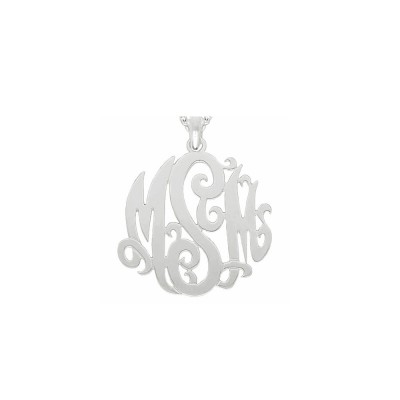 Mono05 Personalized Sterling Silver 1-1/2 Inch Monogram Pendant with Bail