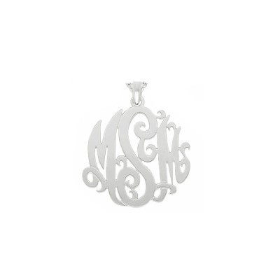 Mono26 -  1.25" Sterling Silver Monogram Necklace w/ Pendant Bail