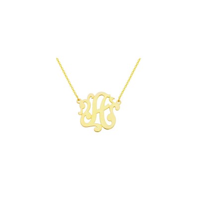 Mono52 - Yellow Gold Plated 1.25" Sterling Silver One Initial Monogram Necklace