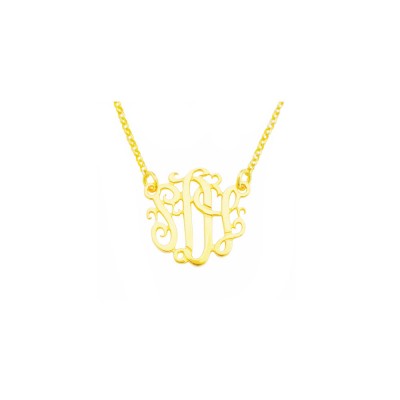 Mono66 - Yellow Gold Plated .75" Sterling Silver Monogram Necklace