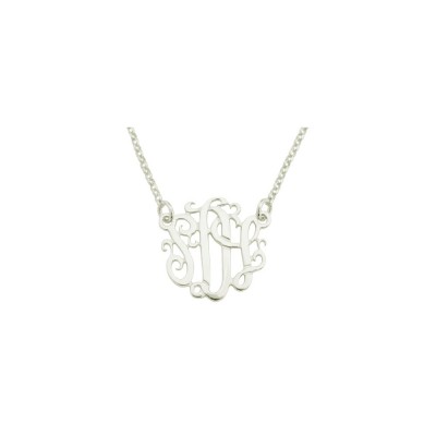 Mono67 - Rhodium Plated .75" Sterling Silver Monogram Necklace