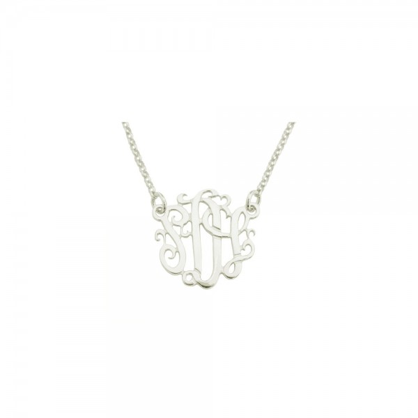 Mono67 - Rhodium Plated .75" Sterling Silver Monogram Necklace