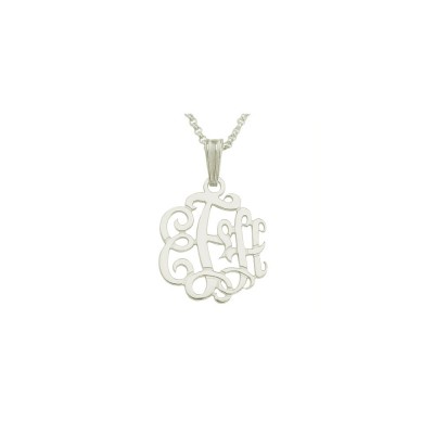 Mono68 - 7/8" Sterling Silver  Monogram Necklace with Pendant Bail