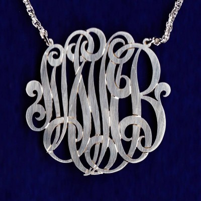 Monogram Initial Necklace - 1 1/2 inch Handcrafted Designer Sterling Silver - Personalized Monogram Necklace - Made in USA