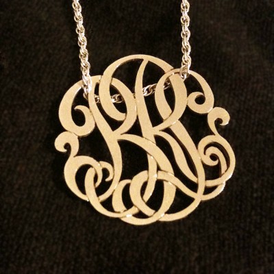 Monogram Initial Necklace - 1 14 inch Handcrafted Designer Sterling Silver - Personalized Monogram Necklace - Made in USA