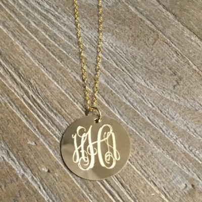Monogram Necklace | Personalized Monogram | Disc Necklace | Gold Initial Necklace | Personalized Gift | Gift for her | Girlfriend Gift