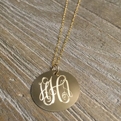 Monogram Necklace | Personalized Monogram | Disc Necklace | Gold Initial Necklace | Personalized Gift | Gift for her | Girlfriend Gift
