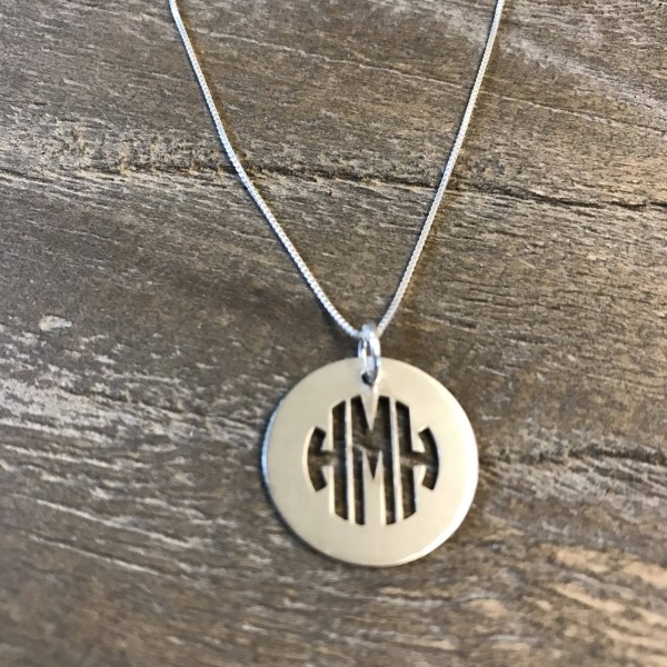 Monogram Necklace | Silver Monogram Necklace | Custom Monogram | Monogram Cut Out | Initial Engraved Disc | Girlfriend Gift | Gift for Her