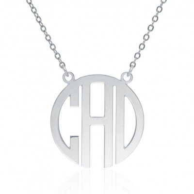 Monogram Necklace 1 inch- Silver Necklace Monogrammed Necklace bridesmaid gift personalized necklace