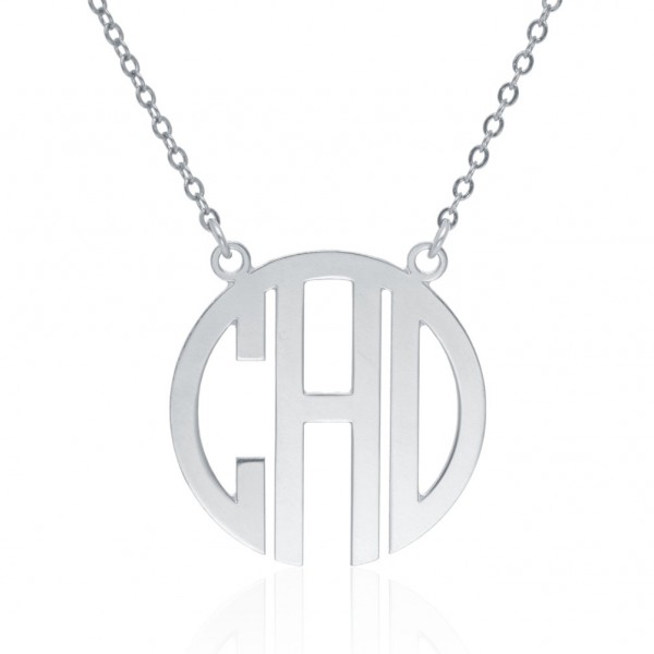 Monogram Necklace 1 inch- Silver Necklace Monogrammed Necklace bridesmaid gift personalized necklace