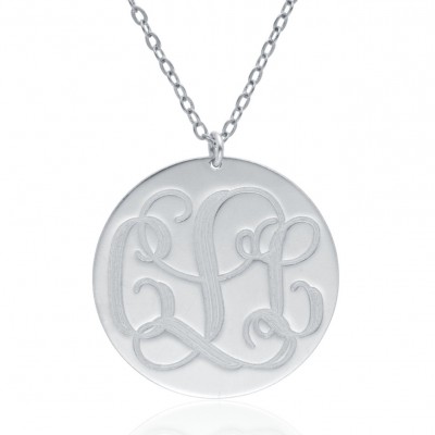 Monogram Necklace 1.0 inch- Custom Necklace Monogrammed Necklace Name Jewelry, gift for her bridesmaid gift silver monogram necklace