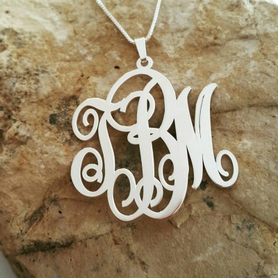 Monogram Pendant and Chain / Personalized Necklace / Initial Necklace / All Sterling Silver / Name Necklace / Custom made monagram