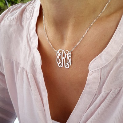 Monogram necklace - Personalized Monogram - Solid 925 Sterling Silver, Personalized Jewelry