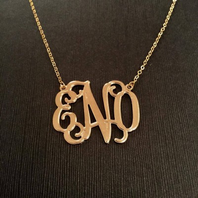 Monogrammed gifts, Monogram necklace, gold monogram necklace gift, Personalized Monogram, Monogram Pendant, Initial Monogram