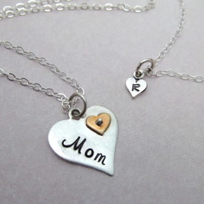 Mother Daughter Necklace Set - Sterling Silver - Personalized Jewelry - Personalized Heart