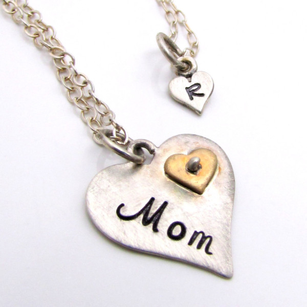 Mother Daughter Necklace Set - Sterling Silver - Personalized Jewelry - Personalized Heart