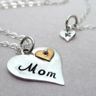 Mother Daughter Necklace Set - Sterling Silver - Personalized Jewelry - Personalized Heart