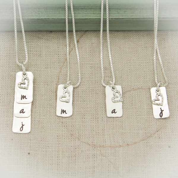 Mother, Grandmother, Daughter and Granddaughter Necklace Set Personalized Three (3) Layers Silver Hand Stamped Jewelry