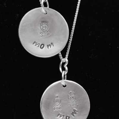 Mother Necklace Stamped Handmade Mothers Day Gift  Mother Child Jewelry Sterling Silver Mom Necklace