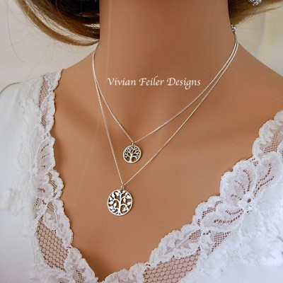 Mother daughter Necklace Set Birthstone Initial TREE Of Life Sterling Silver Mother Son Mom Jewelry Mother Day Gift Excellent Qualit