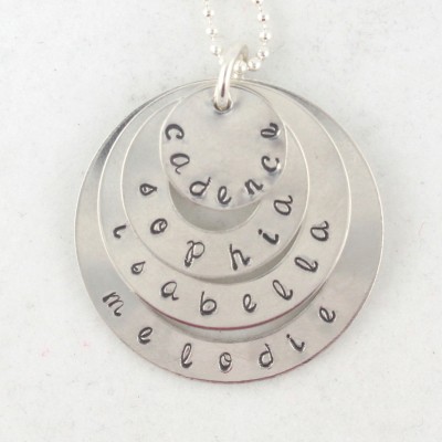 Mother's Day Gift - Sterling Silver Necklace - Hand Stamped - Personalized Custom Gift for Mom or Grandma - Name Necklace