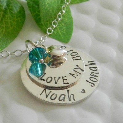 Mothers Day Necklace Mom, Twin boy Necklace with birthstone and heart charm,  Mothers day gift from Son, from Husband, Personalized Jewelry