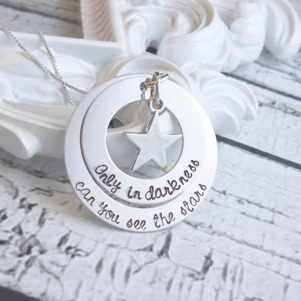 Mother's Personalized Necklace - Personalized Washer Necklace - Personalized Layered Necklace - Sterling Silver Custom Necklace - Star Charm