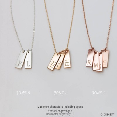 Multi tag necklace Sterling Silver, Gold Filled, Rose Gold • NBV16x6M