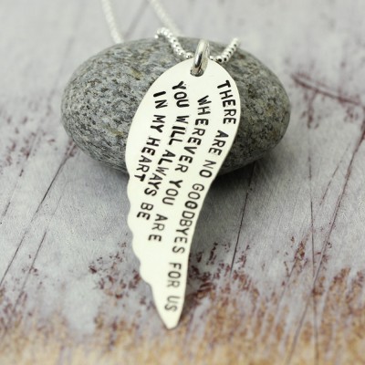 My Guardian Angel Wing Necklace - Angels - Angel Wings - Sterling Silver Hand Stamped Memorial Jewelry - Christina Guenther