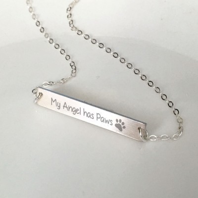 My angel has paws Necklace/Personalized Memorial Necklace/Pet memorial Necklace  /Custom Message Necklace