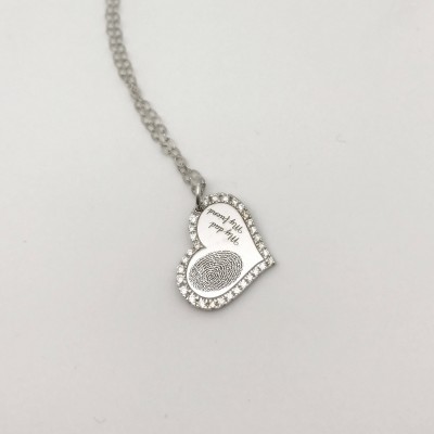 NEW OPEN 20% OFF:Zircon Fingerprint necklace/Dainty necklace/Handwriting necklace-Sterling silver with gold plated