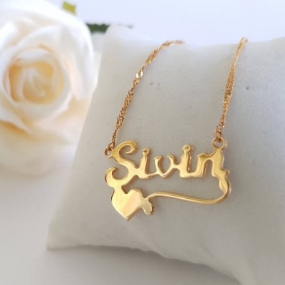 Name  Custom necklace heart name necklace Pendant Gold filled Personalized Name Jewelry Gift