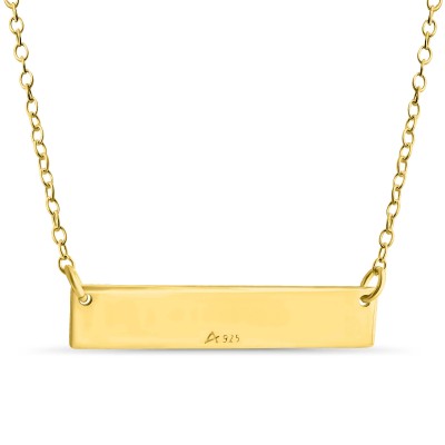 Name Bar Elizabeth Charm Pendant Jump Ring Necklace #14K Gold Plated over 925 Sterling Silver #Azaggi N0779G_Elizabeth