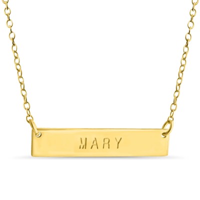 Name Bar Mary Charm Pendant Jump Ring Necklace #14K Gold Plated over 925 Sterling Silver #Azaggi N0779G_Mary