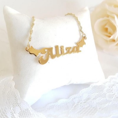 Name Custom necklace  butterfly name necklace Pendant Gold filled Personalized Name Jewelry Gift