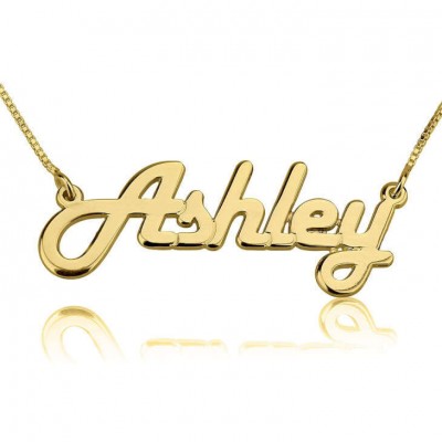 Name Necklace 24k Gold Plated Personalized Customized Italic Name Nameplate