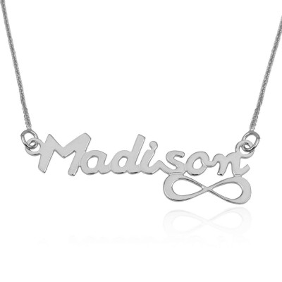 Name Necklace, Custom Name Pendants Silver, 925 Sterling Silver Necklace, English Infinity Style Pendant Necklace, Personalize Jewelry Gift