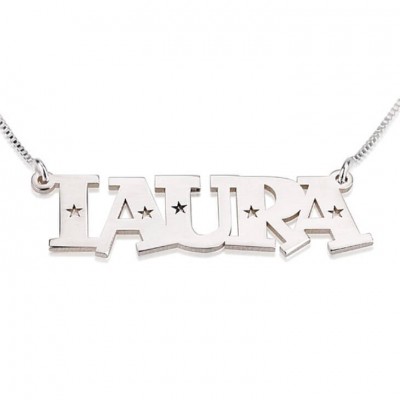 Name Necklace Jewelry Pendant Sterling Silver 925 Stars Name Necklace