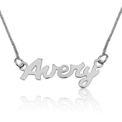 Name Necklace, Sterling 925 Silver Pendant Necklace, English Ink Style Charm Necklace, Silver Chain Necklace, Personalize Jewelry
