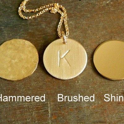 Name Necklace in Gold - Hand Stamped Double Disc Pendants on Gold Chain