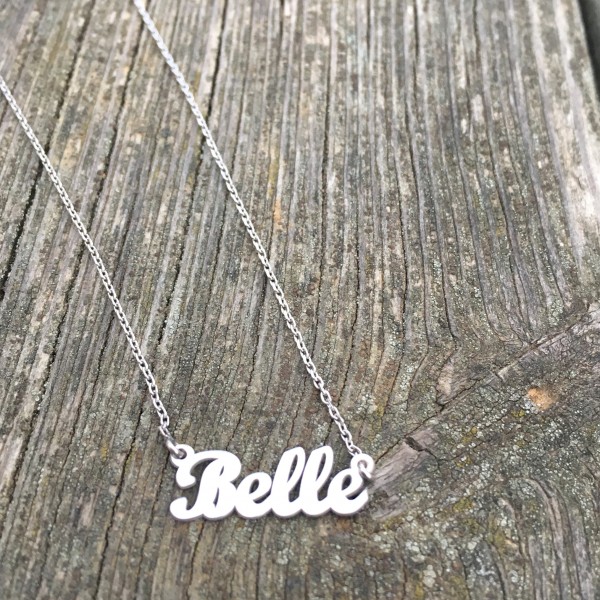 Name On Necklace Silver, Custom Nameplate Necklace, Name Plate Necklace, Personalized Nameplate Necklace, Necklace With Name, Name Plate