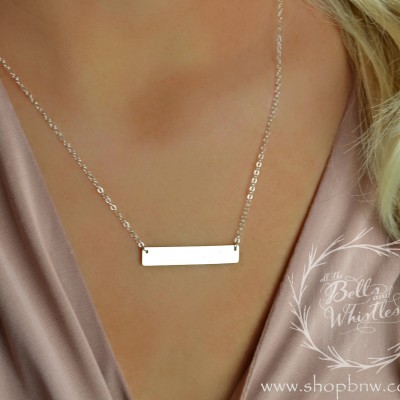 Name Plate Necklace, Personalized Bar Necklace, Gold Bar Necklace, mom gift, bridesmaid gift, anniversary gift, custom necklace LA104