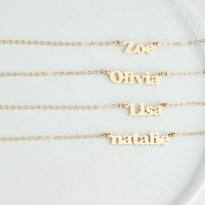 Name Plate, Tiny Name Necklace, Customized Necklace, Personalized Jewelry, Bridal Party Gifts, PD