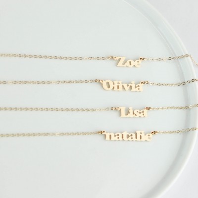 Name Plate, Tiny Name Necklace, Customized Necklace, Personalized Jewelry, Bridal Party Gifts, PD