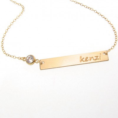 Nameplate Bar Necklace, 14/20 Gold Filled Bar Necklace, Includes Engraving, Personalized As Seen on Kim Kardashian Also in Sterling Silver