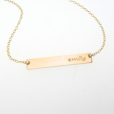 Nameplate Bar Necklace, 14/20 Gold Filled Bar Necklace, Includes Engraving, Personalized As Seen on Kim Kardashian Also in Sterling Silver