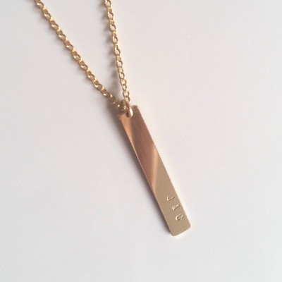 Nameplate Necklace - Gold Bar Necklace - Personalized Gold Bar Necklace - Skinny Initial Necklace - Relationship Necklace - Custom Engraved